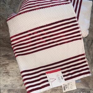 CAROHOME Red and White Striped 4 Bath Towels